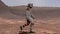 Astronaut wearing space suit walking on the surface of mars. Exploring mission to mars. Futuristic colonization and