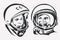 Astronaut Yuri Gagarin stylized vector symbol.