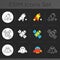 Astronautic dark theme icons set