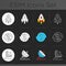 Astronautic dark theme icons set