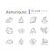 Astronautic linear icons set