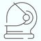 Astronauts helmet thin line icon. Cosmonaut casque with protective glass. World space week design concept, outline style