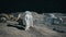 Astronauts near their lunar rover admire the lunar base of their lunar colony. View of the lunar surface and space base