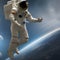 Astronauts spaceman illustration space station in outer space .astronauts wear full suit for space operation