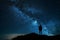 Astronomer child man starry sky night. Generate Ai