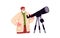 Astronomer observing stars with telescope and studying astronomy. Man scientist exploring and watching for sky. Colored