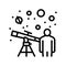 astronomer watching in telescope on stars line icon vector illustration