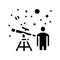 astronomer watching in telescope on stars line icon vector illustration