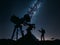 Astronomers and astrophysicists using powerful telescopes to explore the mysteries of the night sky. AI Generated