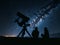 Astronomers and astrophysicists using powerful telescopes to explore the mysteries of the night sky. AI Generated