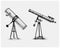 Astronomical telescope, vintage, engraved hand drawn in sketch or wood cut style, old looking retro