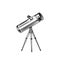 Astronomical telescope, vintage, engraved hand drawn in sketch or wood cut style, old looking retro scientific