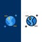 Astronomy, Earth, Space  Icons. Flat and Line Filled Icon Set Vector Blue Background