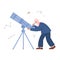 Astronomy scientist or stargazer observing stars vector illustration isolated.