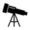 Astronomy telescope vector icon. Black and white illustration of telescope. Solid linear icon.