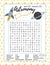 Astronomy word search puzzle. Educational game for lerning English words. Space theme.