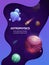 Astrophysics poster with cartoon space planets