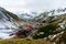 Astun ski area surrounded by winter snowy mountains in the Pyrenees, Spain