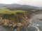 Asturias.  Aerial view in Beach of Cueva. Valdes,Spain.  Drone Photo