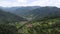 Asturias Villages in green valley drone view Spain