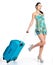 Ð¡asual woman standing with travel suitcase