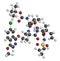 Asunaprevir hepatitis C virus (HCV) drug molecule. Atoms are represented as spheres with conventional color coding: hydrogen (