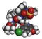 Asunaprevir hepatitis C virus (HCV) drug molecule. Atoms are represented as spheres with conventional color coding: hydrogen (