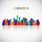 Asuncion skyline silhouette in colorful geometric style.