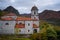 AsunciÃ³n de Nuestra Senora Church in Picos de Europa national park on an autumn landscape, Spain