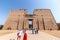 Aswan, Egypt - September 13, 2018: Tourists visiting the Edfu Temple. Dedicated to the Falcon God Horus, Located on the west bank