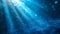 Asymmetric blue light burst, abstract light rays on light blue background, glitter, space for text