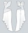 Asymmetric Draped Dress technical fashion illustration.