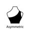 Asymmetric of Fashion Neckline Type for Women Blouse, Dress Silhouette Icon. Black T-Shirt, Crop Top on Dummy. Trendy