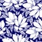 asymmetric seamless floral white contour pattern on a blue background, design
