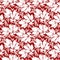 asymmetric seamless floral white contour pattern on a red background, design