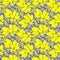 asymmetric seamless floral yellow contour pattern on a blue background, design
