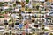 Asymmetrical mosaic mix collage of 200+ photos of different places, landscapes, objects shot by myself during Europe travels