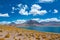 Atacama Altiplana desert, Laguna Miscanti salt lake and mountains landscape, Miniques in Chile, South America