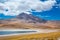 Atacama Altiplana desert, Laguna Miscanti salt lake and mountains landscape, Miniques in Chile, South America