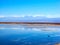 Atacama salt flat mountain range with reflection