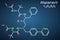 Atazanavir molecule. It is antiretroviral medication, used for the treatment of HIV. Structural chemical formula on the dark blue