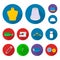 Atelier and sewing flat icons in set collection for design. Equipment and tools for sewing vector symbol stock web