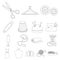 Atelier and sewing outline icons in set collection for design. Equipment and tools for sewing vector symbol stock web