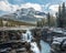 Athabaska falls and Mt Kerkeslin - Jasper National Park - Alberta Canada