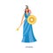 Athena Greek goddess of wisdom and war flat vector illustration isolated.