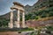 Athena Pronoia temple ruins in ancient Delphi, Greece