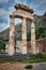 Athena Pronoia temple ruins in ancient Delphi, Greece