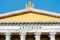 Athens City, Greece. Close up view of the pediment of the Zappeion Hall`s facade neo-classical building