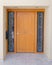 Athens Greece, contemporary apartment building main entrance wooden door