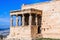 Athens, Greece. Detail of the south porch of Erechtheion with the Caryatids in a sunny day.